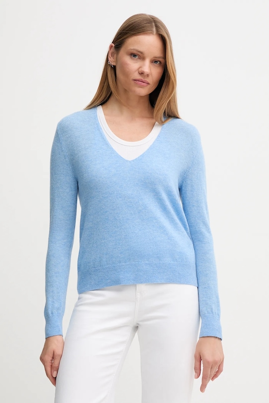 United Colors of Benetton sweter wełniany szpic niebieski 1002D401Y