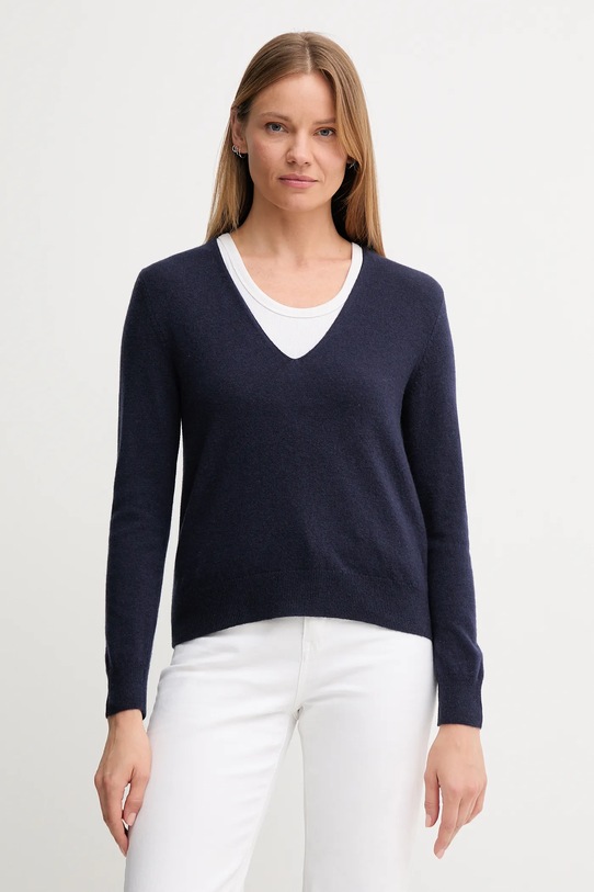 United Colors of Benetton maglione in lana scollo a V blu navy 1002D401Y