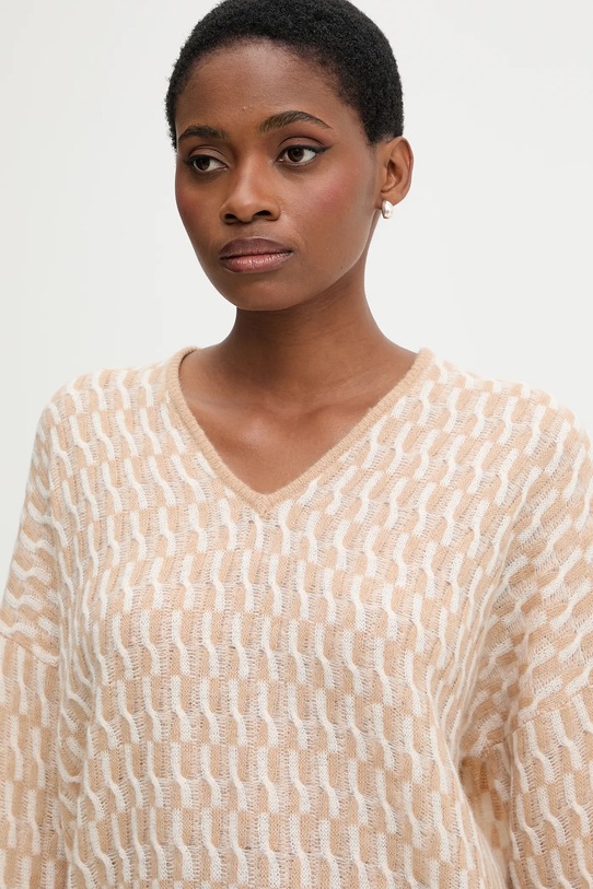 United Colors of Benetton sweter z dodatkiem wełny beżowy 1012E403C