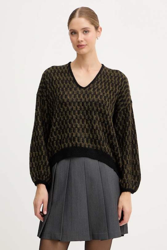 Sveter s prímesou vlny United Colors of Benetton okrúhly zelená 1012E403C