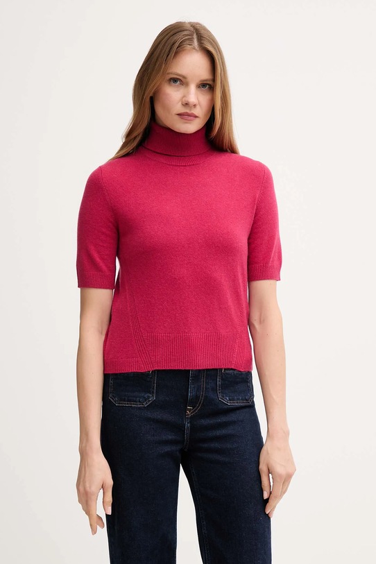United Colors of Benetton sweter z dodatkiem wełny dziecięcy golf różowy 102HD203X