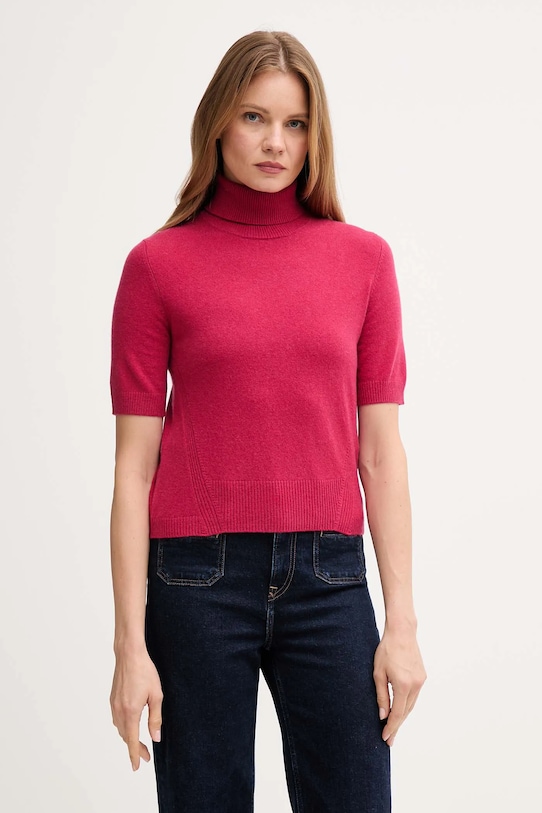 Detský sveter s prímesou vlny United Colors of Benetton rolák ružová 102HD203X