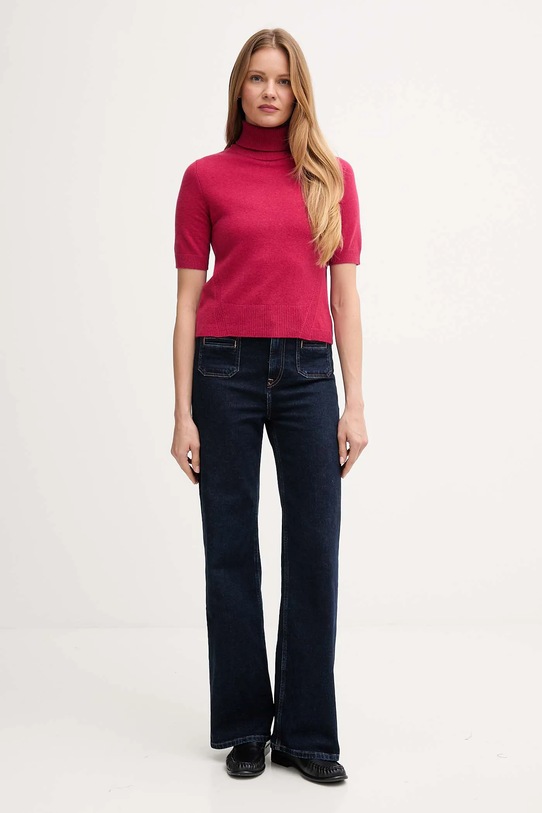 United Colors of Benetton sweter z dodatkiem wełny dziecięcy 102HD203X różowy AW25