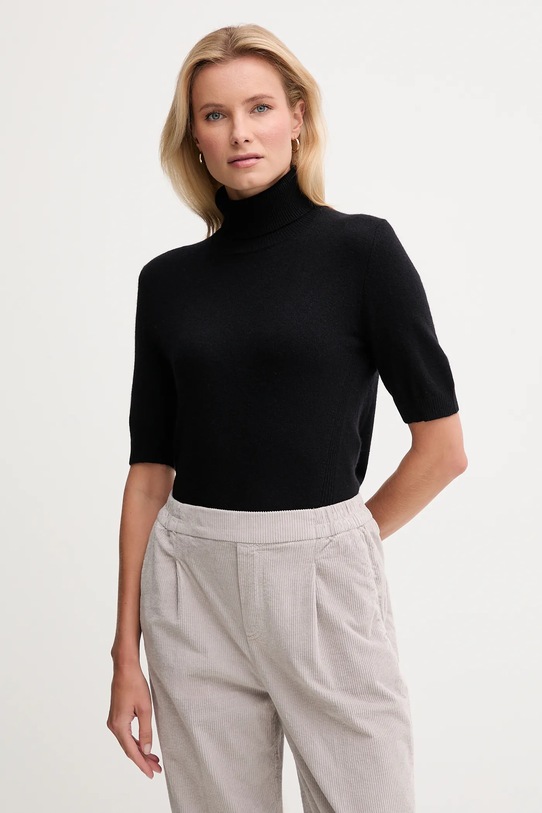 United Colors of Benetton sweter z dodatkiem wełny dziecięcy golf czarny 102HD203X