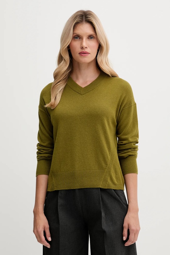 United Colors of Benetton sweter z dodatkiem wełny szpic zielony 102HD4032