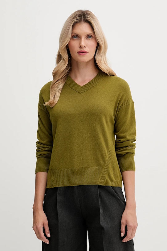 United Colors of Benetton sweter z dodatkiem wełny szpic zielony 102HD4032