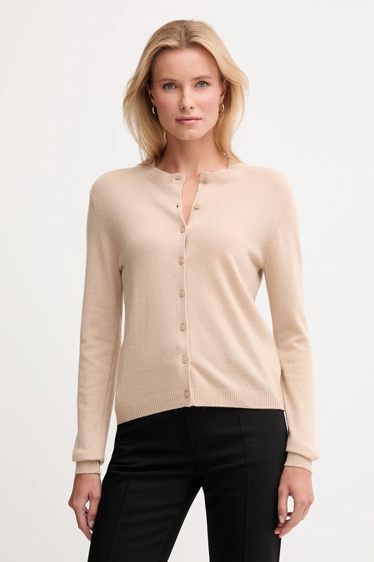 United Colors of Benetton kardigan z dodatkiem wełny cienka beżowy 102HD502B