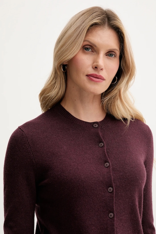 Kardigan s příměsí vlny United Colors of Benetton 102HD502B burgundské