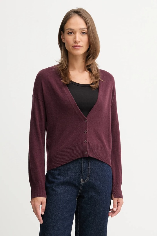 United Colors of Benetton cardigan din amestec de lână melanj burgundia 102HD6052