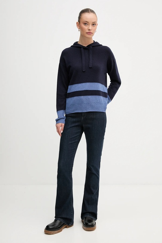 Pulover z dodatkom volne United Colors of Benetton 102HE203V mornarsko modra AW25