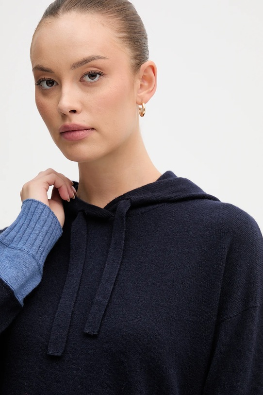 Pulover z dodatkom volne United Colors of Benetton mornarsko modra 102HE203V