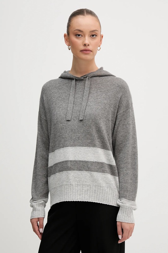United Colors of Benetton sweter z dodatkiem wełny okrągły szary 102HE203V