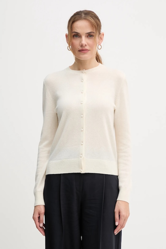 United Colors of Benetton kardigan kaszmirowy okrągły beżowy 1033D502A