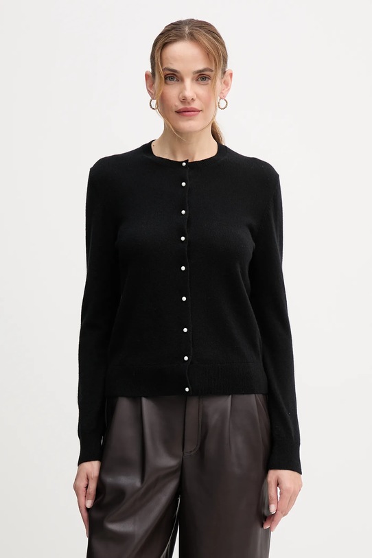 United Colors of Benetton kardigan kaszmirowy okrągły czarny 1033D502A