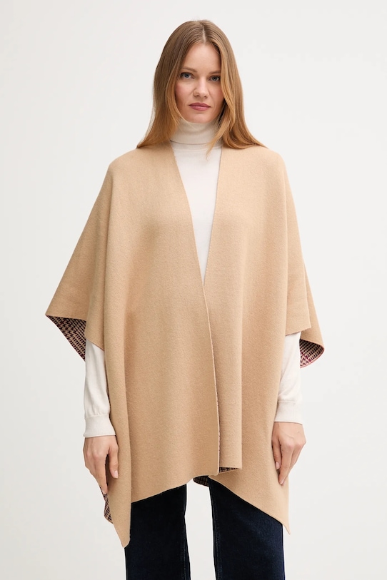 Pončo s prímesou vlny United Colors of Benetton jednofarebný béžová 112HEU01N