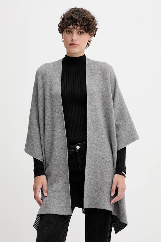 United Colors of Benetton poncho z dodatkiem wełny dwustronny wzorzyste szary 112HEU01N