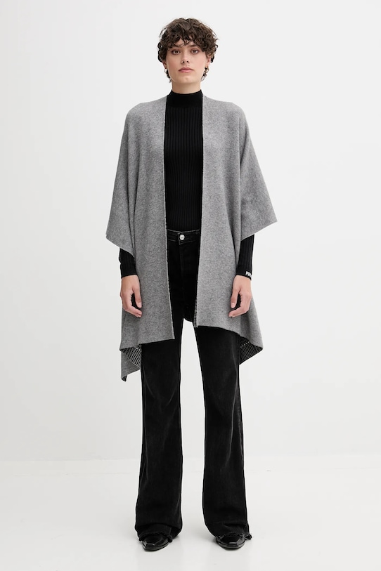 United Colors of Benetton poncho z dodatkiem wełny dwustronny 112HEU01N szary AW25