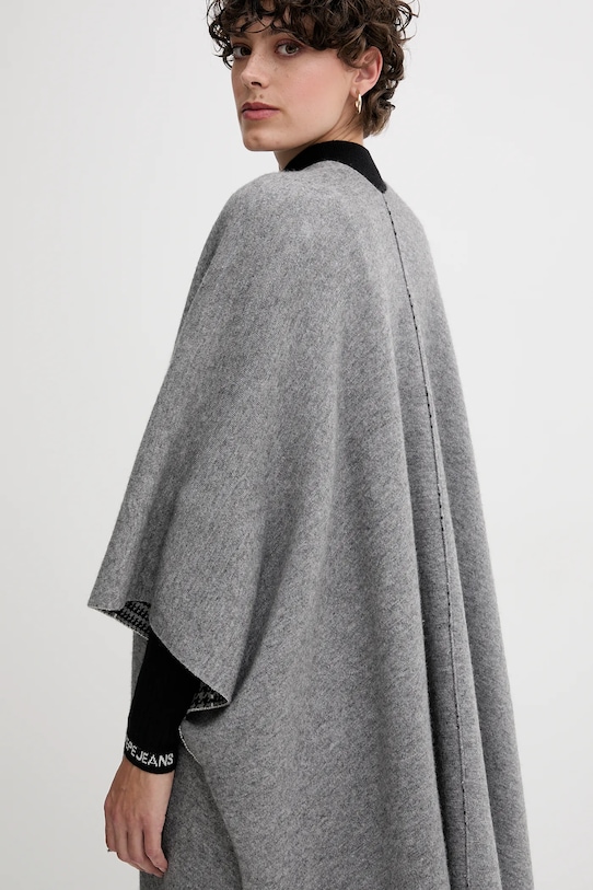 United Colors of Benetton poncho z dodatkiem wełny dwustronny szary 112HEU01N
