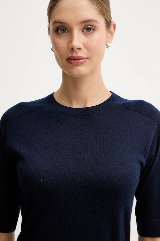 United Colors of Benetton sweter wełniany granatowy 11AHD10E6