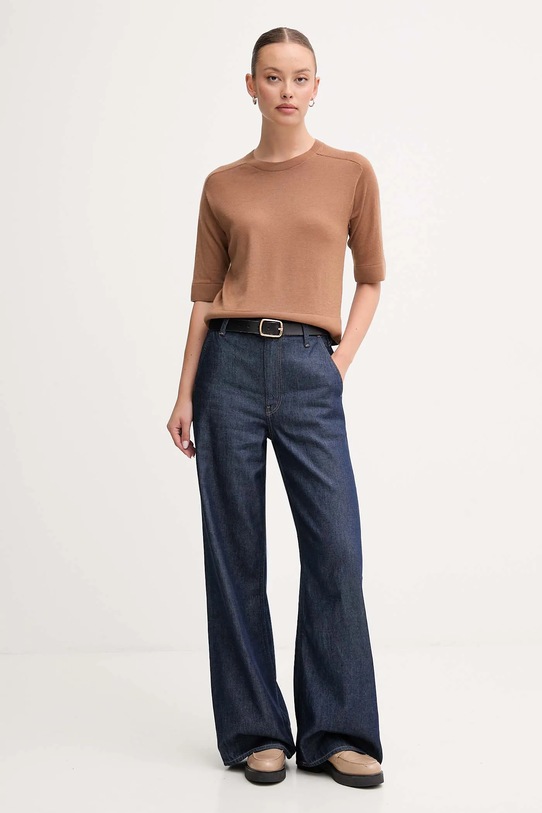 United Colors of Benetton sweter wełniany 11AHD10E6 brązowy AW25