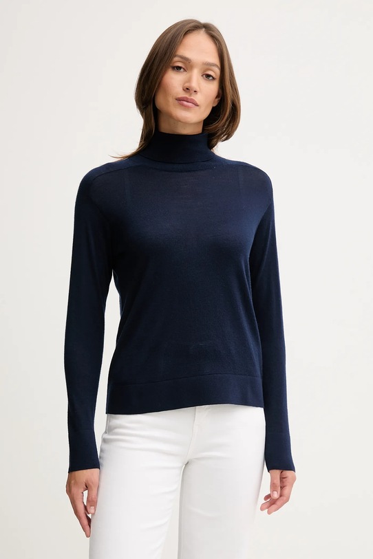 Шерстяной свитер United Colors of Benetton тонкий тёмно-синий 11AHD203Y