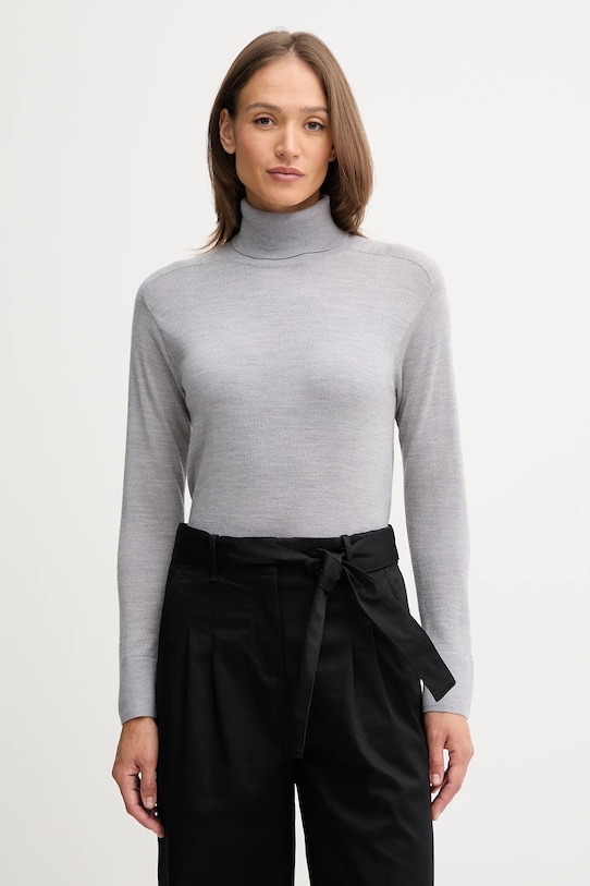 Шерстяной свитер United Colors of Benetton тонкий серый 11AHD203Y