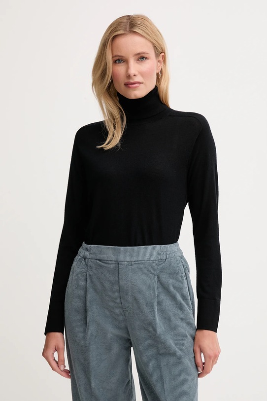 United Colors of Benetton sweter wełniany wełna czarny 11AHD203Y