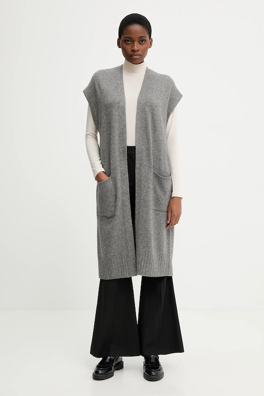 United Colors of Benetton kardigan z dodatkiem wełny średniej grubości szary 122HD6051