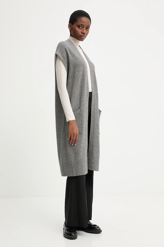 United Colors of Benetton kardigan z dodatkiem wełny 122HD6051 szary AW25