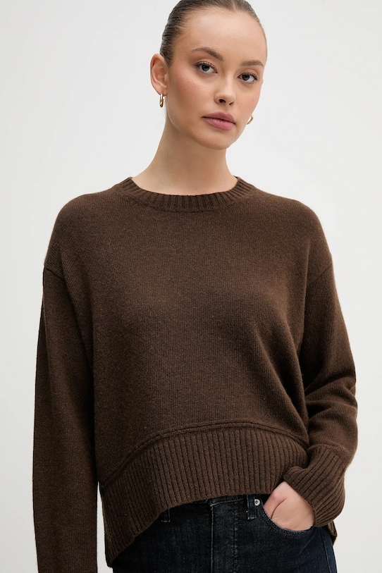 United Colors of Benetton sweter z dodatkiem wełny brązowy 1244D10BC