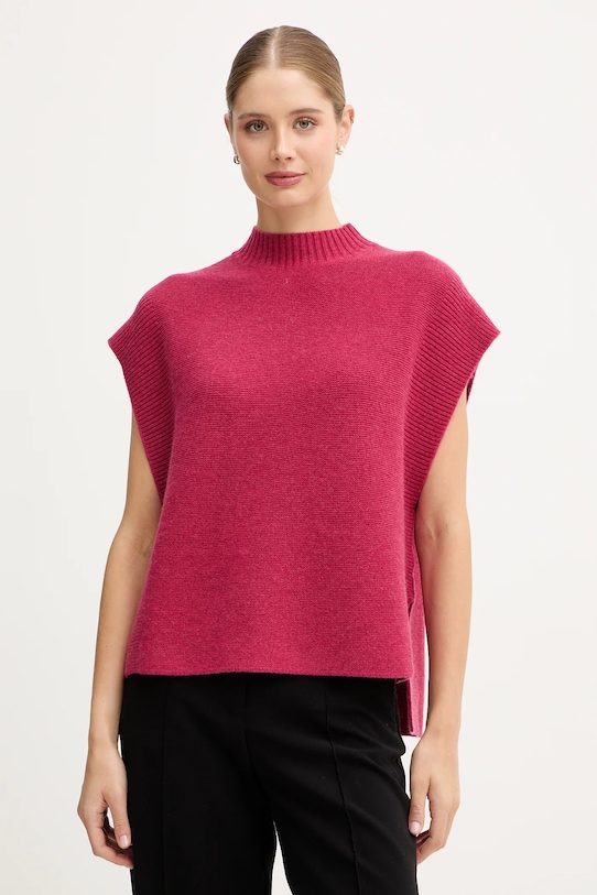 United Colors of Benetton kamizelka z dodatkiem wełny półgolf różowy 1244D10EF