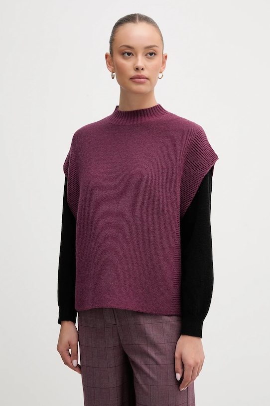 United Colors of Benetton kamizelka z dodatkiem wełny półgolf fioletowy 1244D10EF