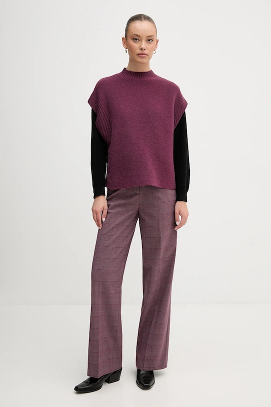 United Colors of Benetton kamizelka z dodatkiem wełny 1244D10EF fioletowy AW25