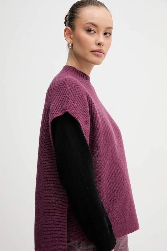 United Colors of Benetton kamizelka z dodatkiem wełny fioletowy 1244D10EF