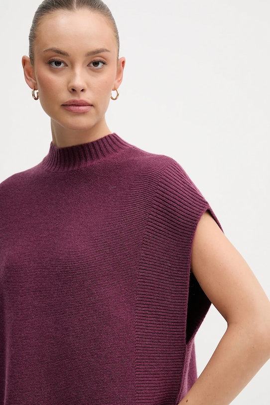 United Colors of Benetton kamizelka z dodatkiem wełny 1244D10EF fioletowy