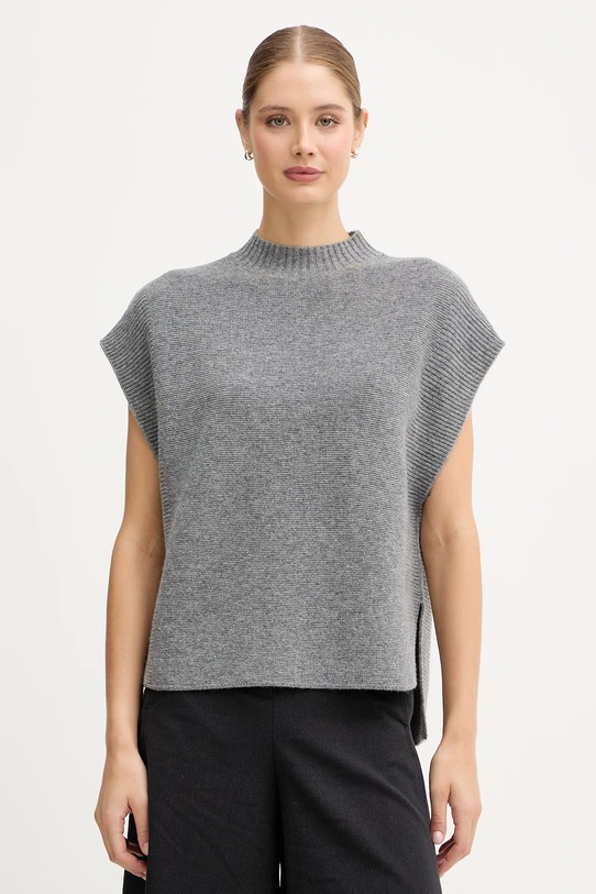 United Colors of Benetton kamizelka z dodatkiem wełny półgolf szary 1244D10EF