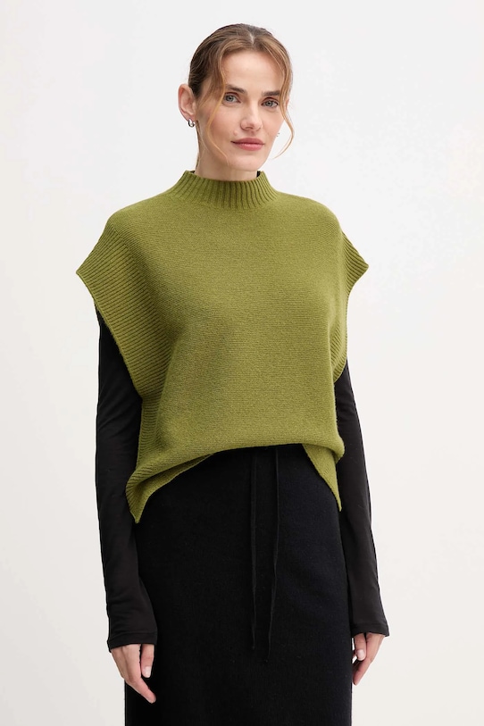 United Colors of Benetton kamizelka z dodatkiem wełny półgolf zielony 1244D10EF