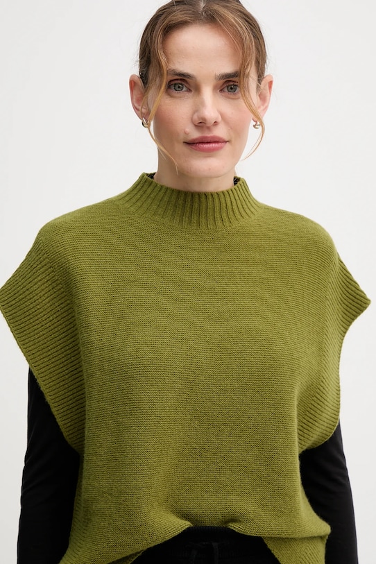 United Colors of Benetton kamizelka z dodatkiem wełny zielony 1244D10EF