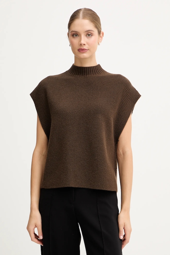 United Colors of Benetton vestă din amestec de lână grosime medie maro 1244D10EF