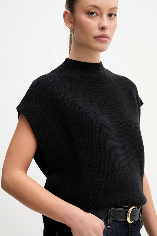 Γιλέκο με προσθήκη μαλλιού United Colors of Benetton μαύρο 1244D10EF