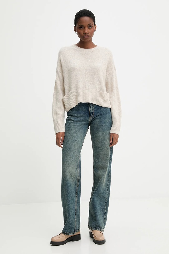 United Colors of Benetton sweter z dodatkiem wełny 126WD10E4 beżowy AW25