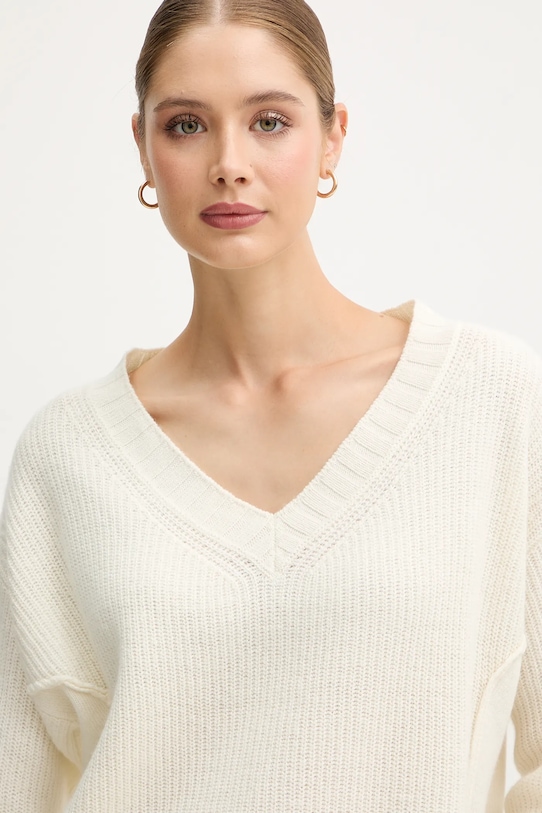 United Colors of Benetton pulover din amestec de lână bej 126WD402Z