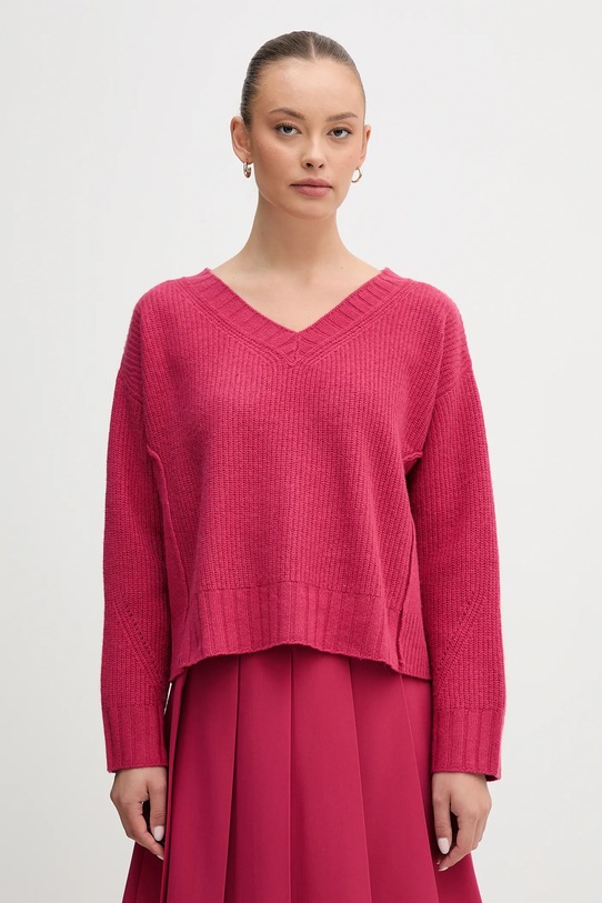 Pulover z dodatkom volne United Colors of Benetton Srednje debeline roza 126WD402Z