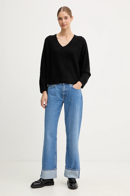 United Colors of Benetton sweter z dodatkiem wełny 126WD402Z czarny AW25