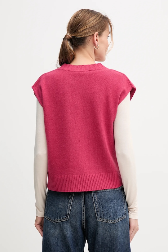 United Colors of Benetton vestă din amestec de lână 126WD4033 roz AW25