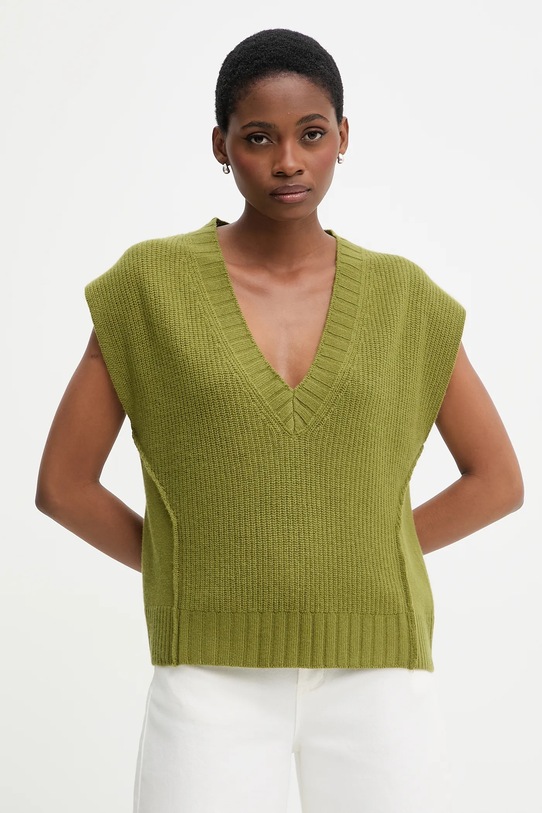United Colors of Benetton kamizelka z dodatkiem wełny szpic zielony 126WD4033