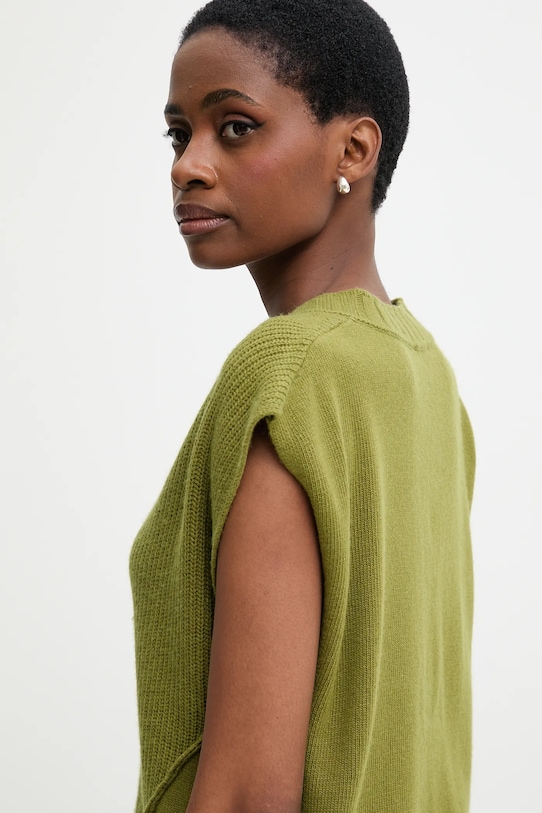 United Colors of Benetton vestă din amestec de lână verde 126WD4033