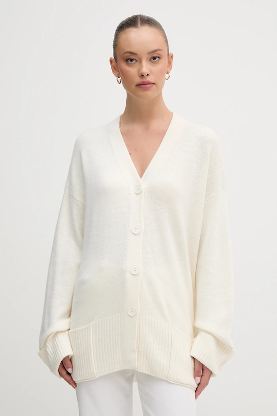 United Colors of Benetton kardigan z dodatkiem wełny średniej grubości beżowy 126WD604Z