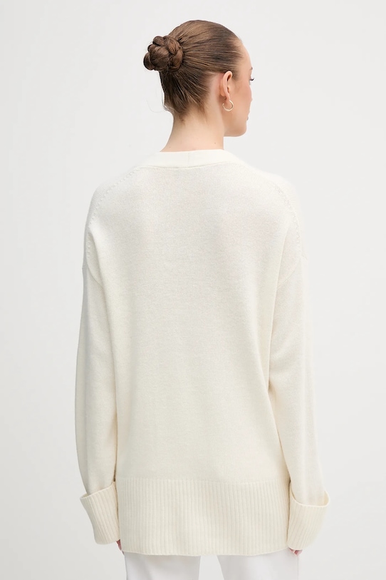 Odzież United Colors of Benetton kardigan z dodatkiem wełny 126WD604Z beżowy