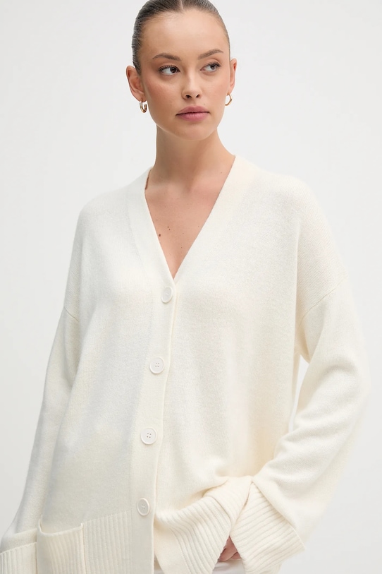 United Colors of Benetton kardigan z dodatkiem wełny beżowy 126WD604Z